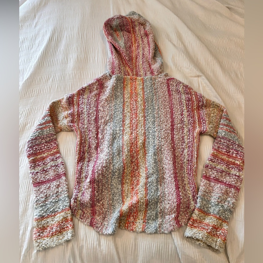 Billabong Striped Hooded sweater M EUC pink blue - Picture 2 of 4